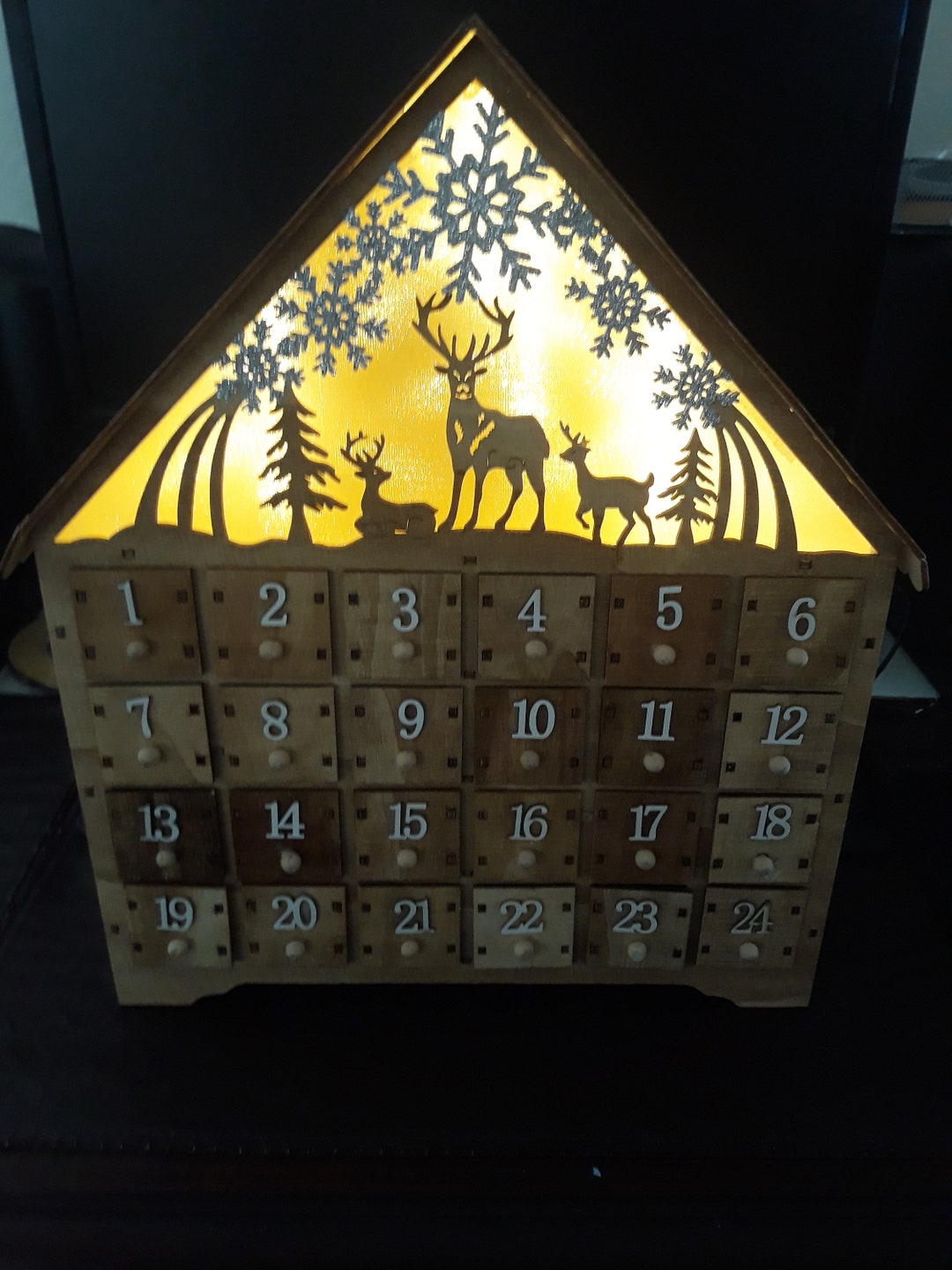 Count Down Wooden Light up Advent Calendar Etsy
