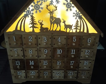 Count down Wooden light up advent Calendar