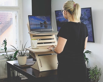 Stehpult, verstellbarer Schreibtisch, Sitz-Steh-Schreibtisch, Stehpult, Laptop-Ständer, Home-Office-Schreibtisch, verstellbarer Schreibtischständer