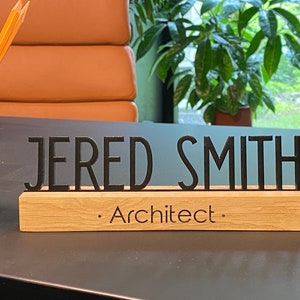 Desk name plate, Name plate for desk, Desk Nameplate, Desk name plate wood, Wood name plate for desk, Office Desk Sign, Name Plate zdjęcie 1