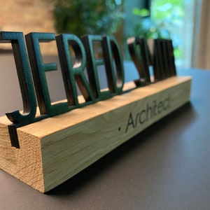 Desk name plate, Name plate for desk, Desk Nameplate, Desk name plate wood, Wood name plate for desk, Office Desk Sign, Name Plate zdjęcie 6