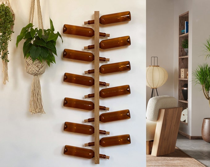 Luxury Solid Oak Wall Mounted Wine Rack by Distressed Studio Etsy