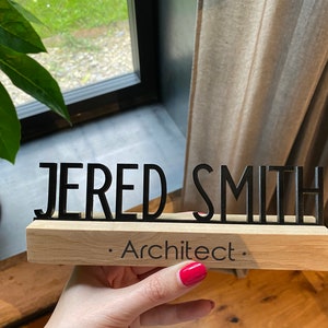 Desk name plate, Name plate for desk, Desk Nameplate, Desk name plate wood, Wood name plate for desk, Office Desk Sign, Name Plate zdjęcie 5