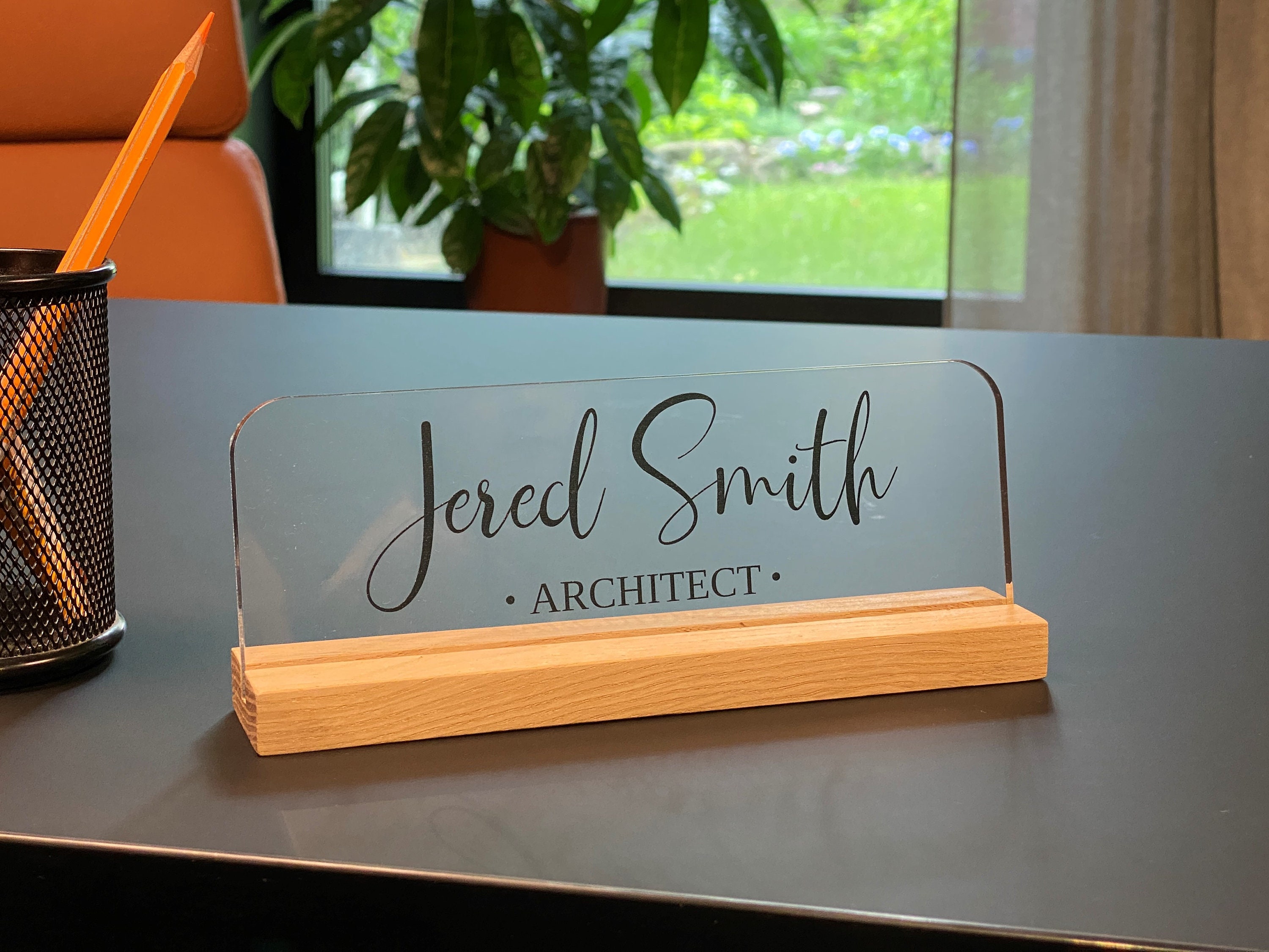 Personalisiertes Schild, Schreibtisch Zeichen, Schreibtisch Namensschild, Acryl Namensschild, Schreibtisch Zubehör