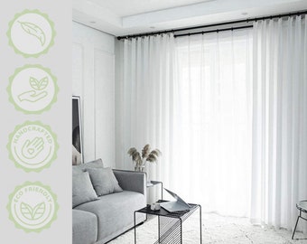 White Voile Sheer Curtains Weighted Bottom