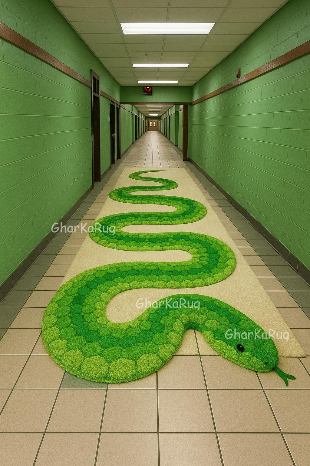 3X10FT Hand-Tufted Snake Rug 3X11FT – Bold Serpent Runner for Hallways | Cozy Animal Carpet Decor | Eye-Catching Reptile-Inspired Floor Art