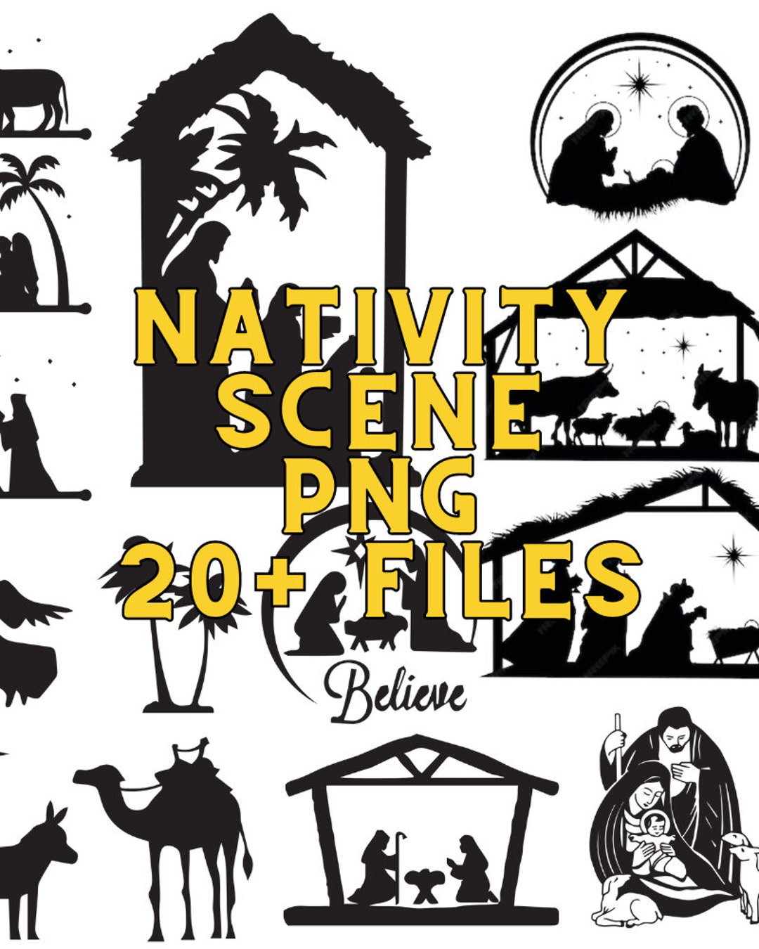 Nativity Scene PNG Christmas Clipart Christmas SVG Bundle SVG Etsy UK