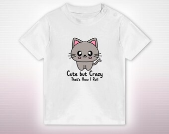 面白いプリントの子供用Tシャツ、面白いTシャツ、クレイジーなシャツ、キュートだけどクレイジーなTシャツ、キュートで生意気なギフト、面白い女の子用シャツ、面白い幼児用シャツ、生意気な子供たち