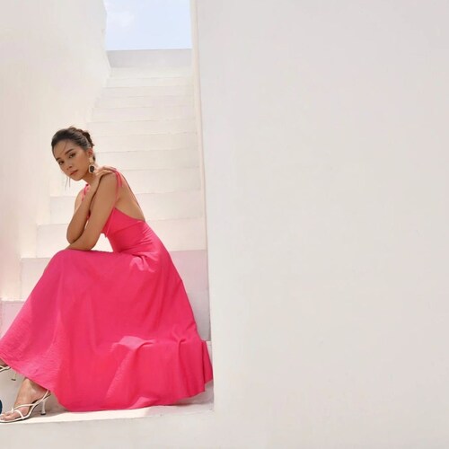 Hot pink dress, Maxi dress, Summer dress, Midi dress, Prom dress, Cocktail dress, Party dress, Bridesmaid dresses, Gift for her, shops Beach dress