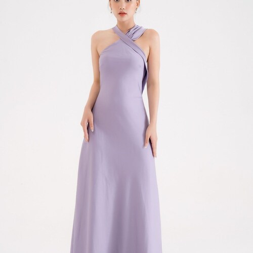 lilac dress for wedding guest Asymmetrical Ruffle Hem Spaghetti Straps line dress features delicate straps and a subtle glitter finish that adds a touch of elegance and shimmer Lilac Wedding Guest Dress -
