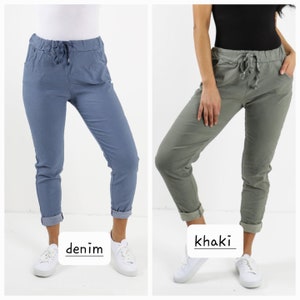 Ladies Italian Stretch Plain Pants Magic Fit Trousers Womens Magic Casual Joggers image 3