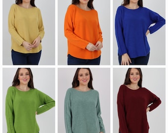 Italian Soft Knit Scoop Neck Jumper Sweater, Made in Italy knitwear, Italian Knitted Top