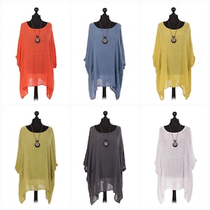 Womens Cotton Top Plus Size Quirky Italian Lagenlook Ladies Tunic Dress Shirt