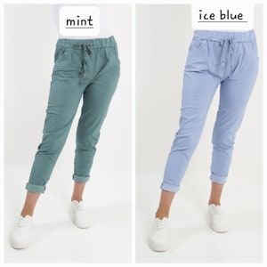 Ladies Italian Stretch Plain Pants Magic Fit Trousers Womens Magic Casual Joggers image 5