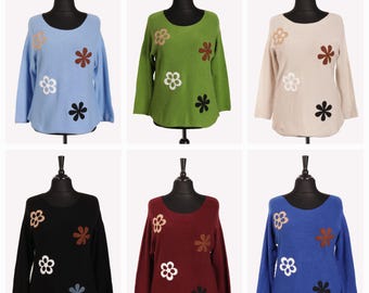 Italian Knit Jumper with Embossed Flowers