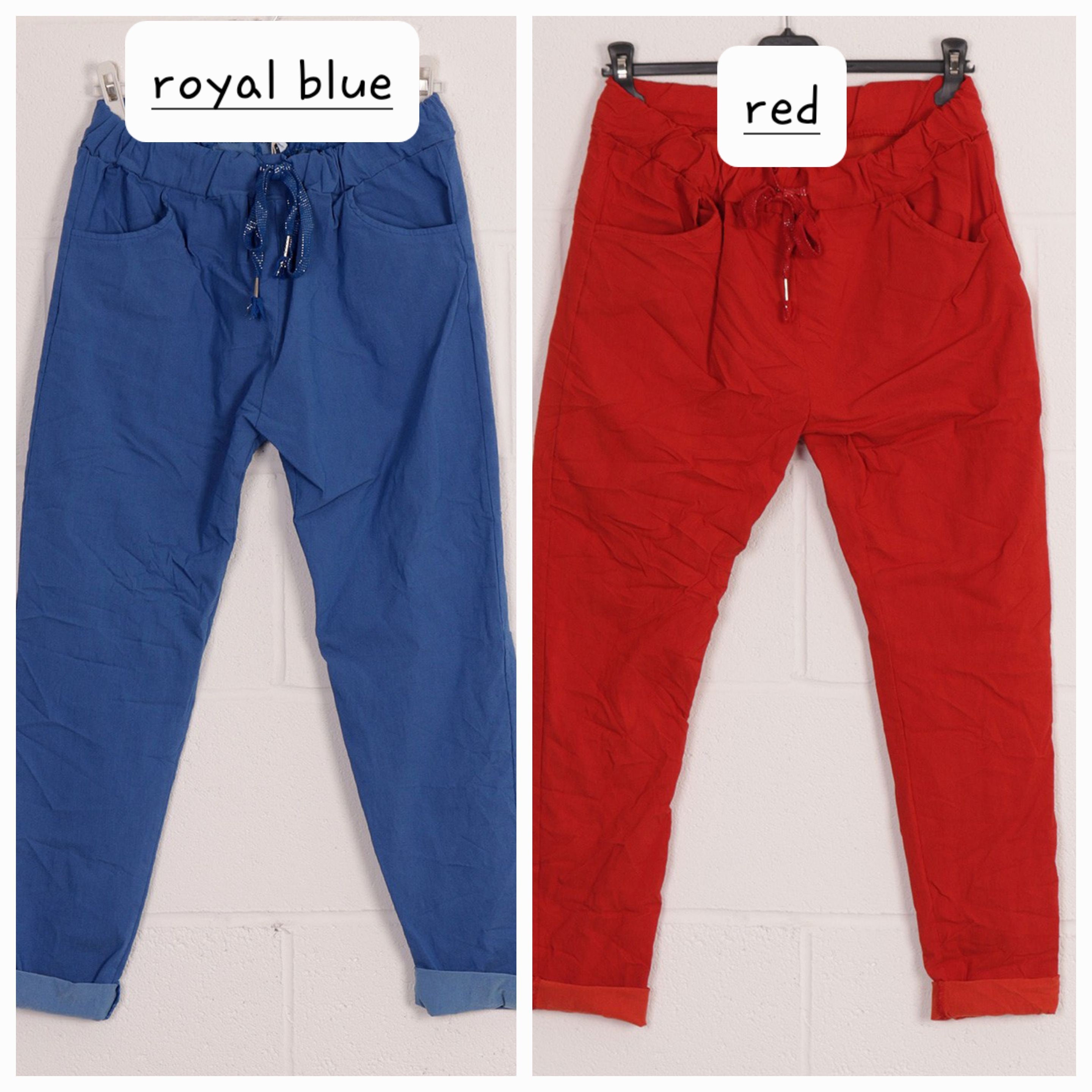 Ladies Italian Stretch Plain Pants Magic Fit Trousers Womens