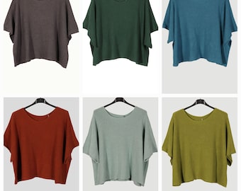 Italian Plain Knitted Batwing Crop Jumper , Italian Relaxed Fit Jumper
