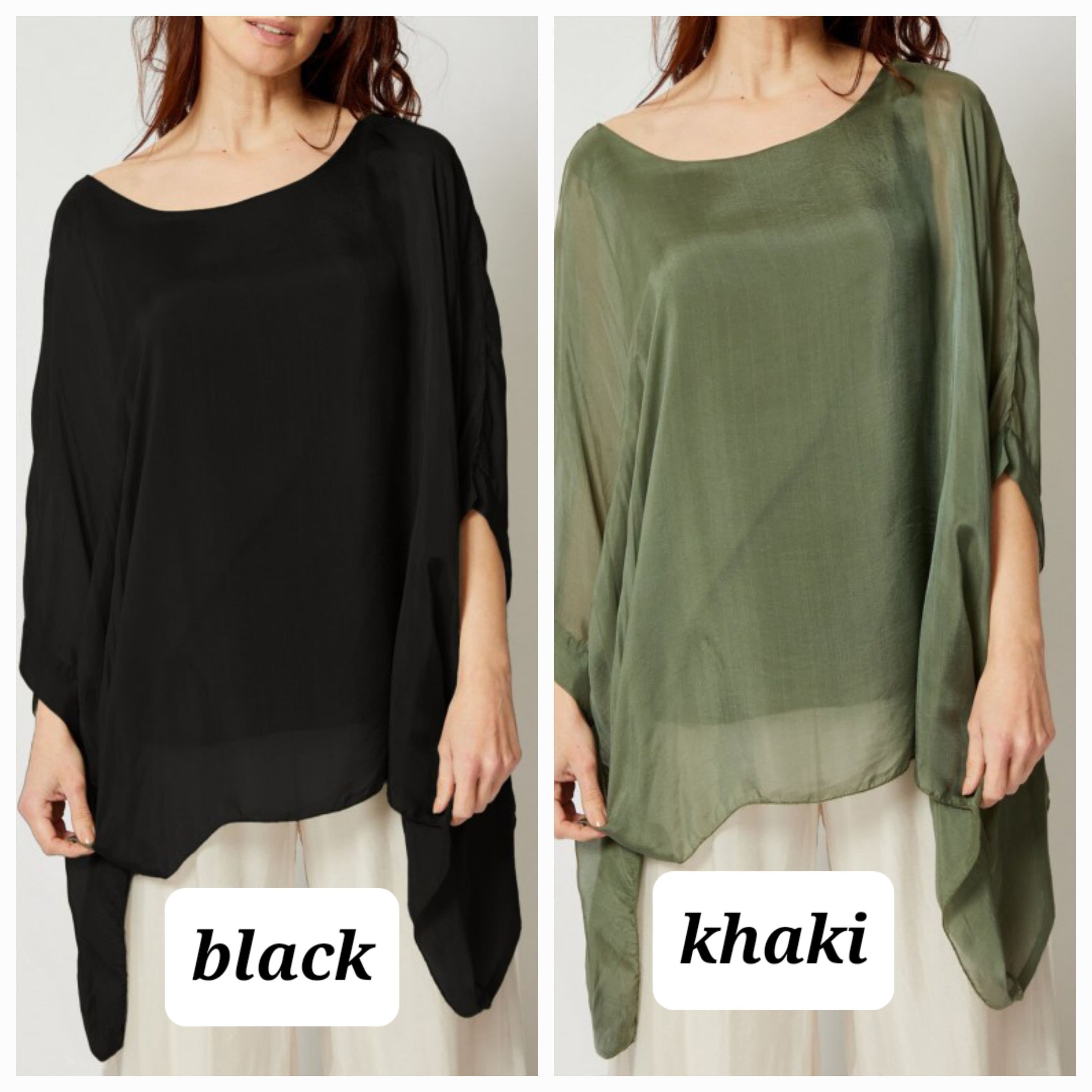 Tunique Italienne Lagenlook Soie Manches Chauve-Souris Femme - Tailles 36-44