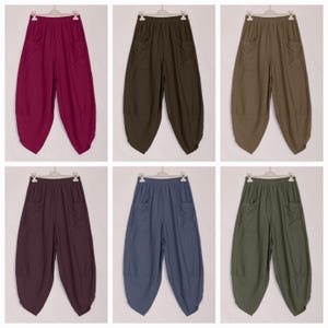Italian Relaxed Fit Front Pockets Harem Trousers, Italian Yoga Pants