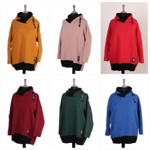 Plus Size Italian Hooded Dip Hem Fleece Top