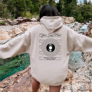 Custom Lyrics Back Hoodie, Personalized Lyric Record Wedding Gift Music Lover Gift, Musician Gift, Song Lyrics, Music Fan Gift Back Hoodie