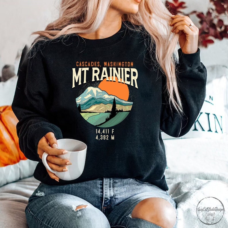 Mt Rainier Sweatshirt Mount Rainier National Park Mountains - Etsy UK