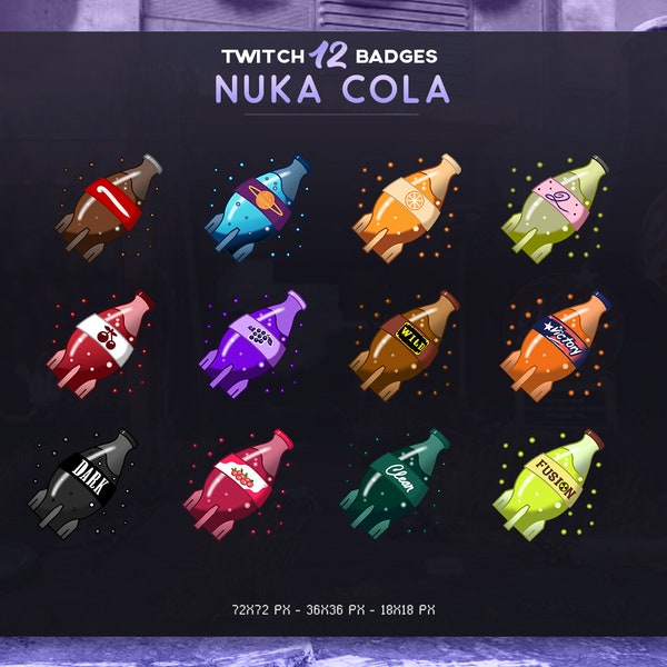 Twitch Badges Nuka Cola | Fallout inspired Nuka Cola Bottle Badges Pack