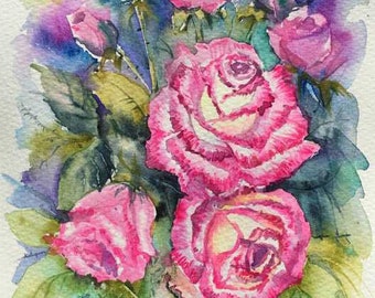 Carré d'art diamant peinture Movas Un bouquet de roses roses, mosaïque losanges pour table / Loisirs / Décoration murale 53 x 35 cm E20021074M