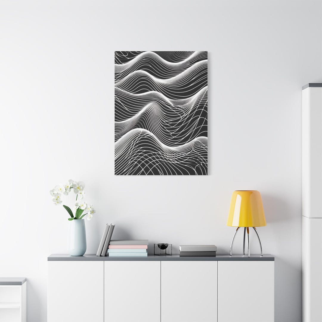 Abstract Wave Canvas Wall Art, Black and White Home Decor, Modern Art ...