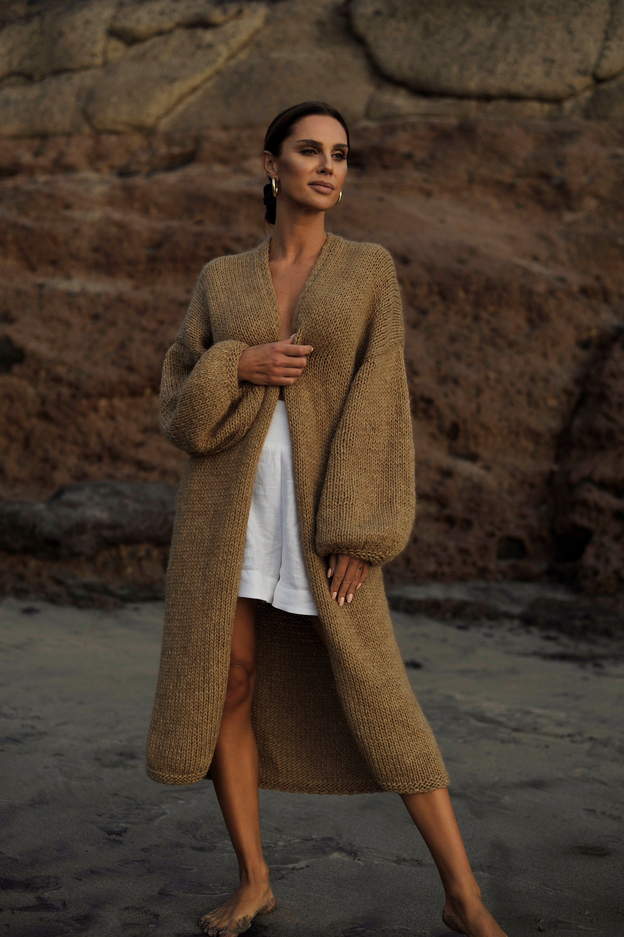 Brown Long Cardigan - Etsy