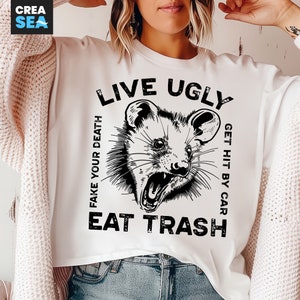 Opossum Svg, Png, Vivre Manger Des Déchets Faire semblant de mourir Se faire renverser par une voiture, Drôle, Paroles sarcastiques, Téléchargements de citations, Cricut, Sublimation
