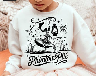 Phantom Plie Svg, Png, Skeleton Ballet Girl Svg, Dancing Skeleton Svg, Halloween Ballerina Svg, Shirt Svg, Cricut, Silhouette, Sublimation