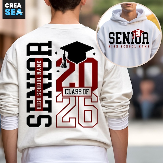 Senior Class Of 2026 Svg, Png, Graduation Svg, Sports Black Maroon Design, Personalize Shirt with Custom High School Name, Senior Shirt Svg