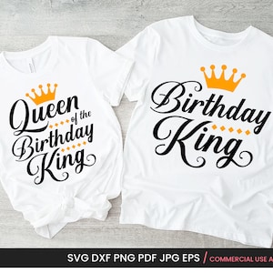 Geburtstagskönig Svg + Königin des Geburtstagskönigs SVG, PNG Geburtstag Mann Shirt Sublimation, Cricut Cut Datei, Silhouette Bild