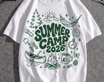 Sommarläger 2026 PNG, SVG, campinggrejer, collagedesign för campingtröja (digital nedladdning)