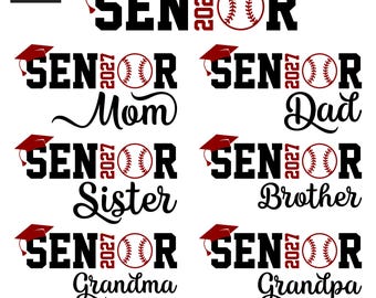 Senior 2027 Baseball SVG, PNG, Family Bundle (Digital Download)