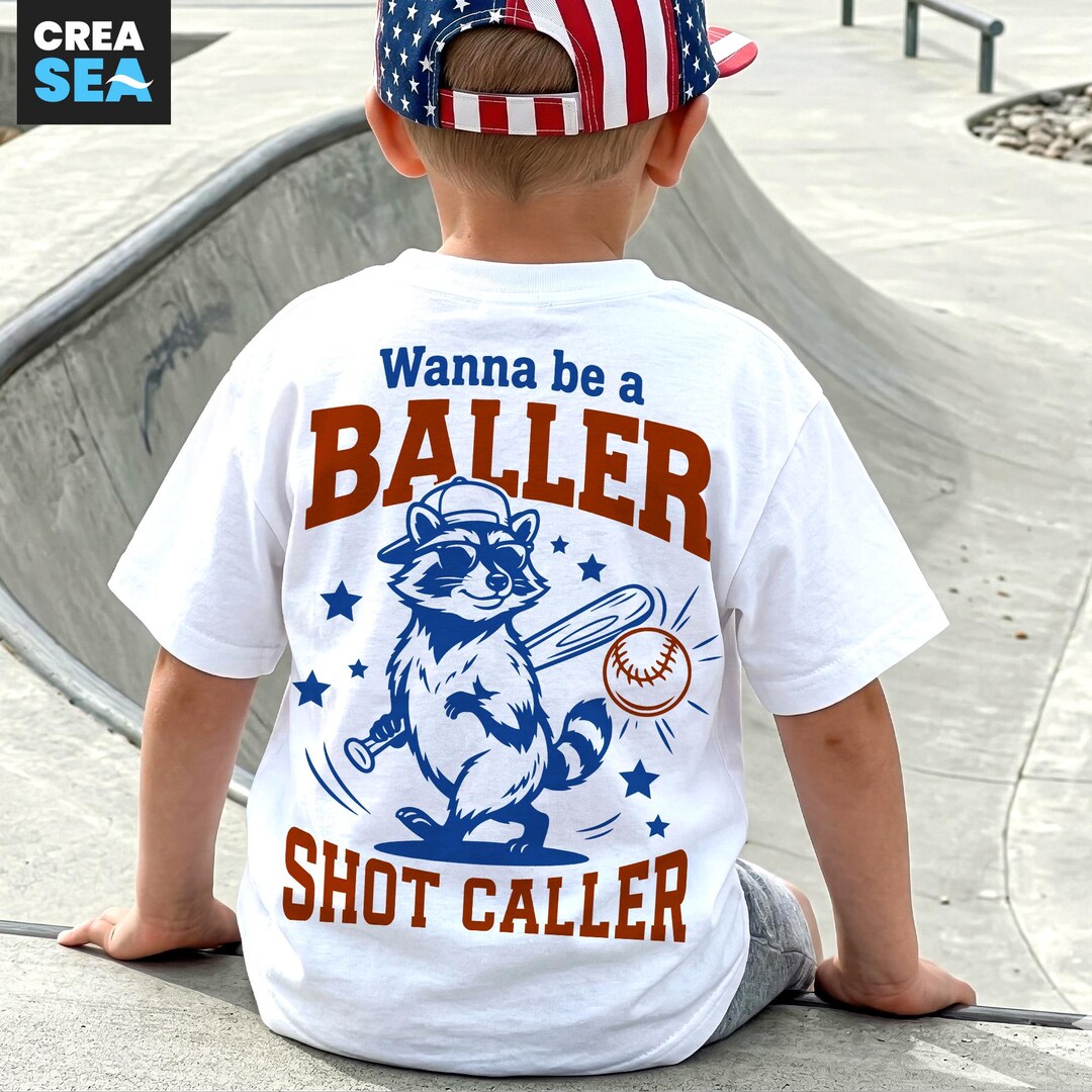 Wanna Be A Baller Shot Caller PNG, SVG, Little Raccoon With Bat, Kids ...