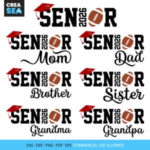 Senior 2026 Football Bundle Svg, Png, Senior Class of 2026, Football Family Svg, Senior Night, School Spirit Matching Shirts, Mom, Dad, etc