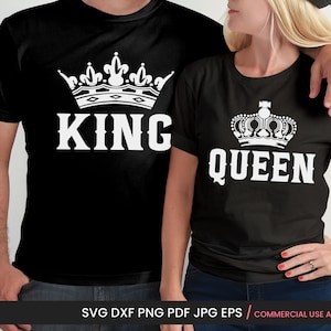 Königin und König Png, SVG, Valentinstag SVG, Paar passende Shirts SVG, Königskrone, König Shirt SVG & Queen Shirt SVG, Cricut, Sublimation