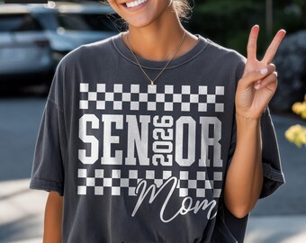 Senior Mom 2026 SVG, PNG, Checker Shirt Design (Digital Download)