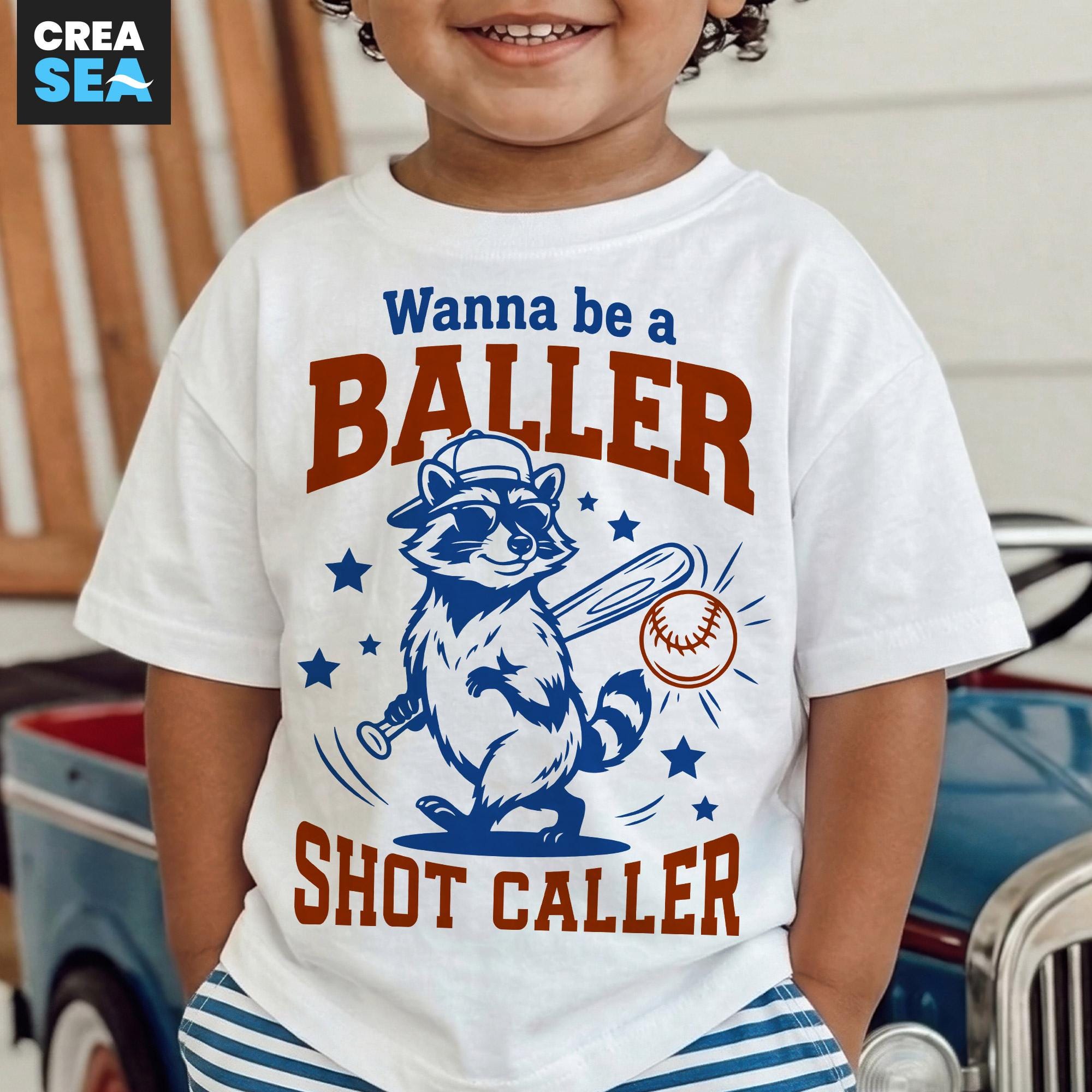 Wanna Be A Baller Shot Caller PNG, SVG, Little Raccoon With Bat, Kids ...