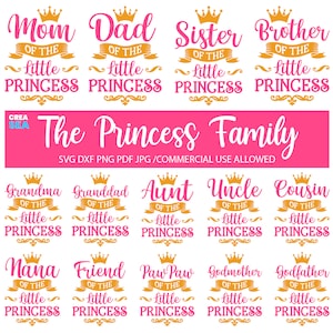 Kleine Prinzessin Familie SVG, PNG Bundle, Neugeborene, Geburtstag Mädchen Familie Shirts, SVG-Dateien für Cricut, Silhouette schneiden, Sublimationsdruck