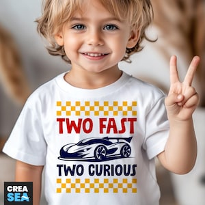 Two Fast Two Curious Svg, Png, Boy 2e verjaardag Shirt Svg, racewagen tweede verjaardag partij Shirt Svg, kleur & zwart, voor Cricut, sublimatie