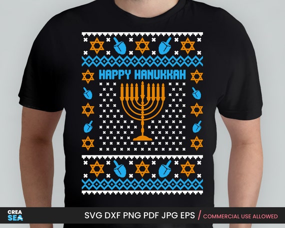 Happy Hanukkah Svg, Png, Ugly Sweater Svg, Jewish Svg, Dxf, Pdf