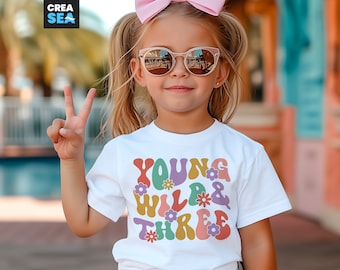 Young Wild & Three 3rd Birthday SVG, PNG, Third Birthday Shirt (Digital Download)
