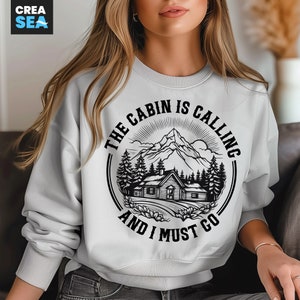 La cabaña está llamando y debo ir a SVG, Png, montaña, bosque, acampar al aire libre, aventura, vida en la cabina png, sublimación, archivo de corte cricut