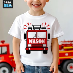 Firetruck Svg, Png, Personalized Firefighting Vehicle Svg, Custom Baby Name Svg, Girl, Boy, Kid Firetruck Shirt Svg, for Cricut, Sublimation