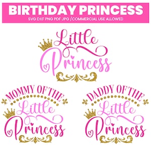 Kleine Prinzessin Png, SVG, Papa Der Kleinen Prinzessin, Mama Der Kleinen Prinzessin Plotter, Passende Shirts, Cricut, Sublimation Glitzer Png