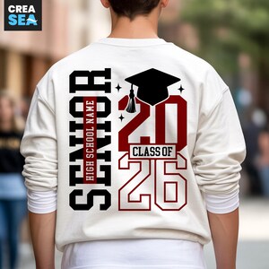 Senior Class Of 2026 Svg, Png, Graduation Svg, Sports Black Maroon Design, Personalize Shirt with Custom High School Name, Senior Shirt Svg image 2