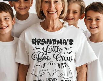 Grandma's Little Boo Crew Svg, Png, Personalize Ghosts with Custom Kids Names, Grandma Halloween Shirt Svg, Cricut, Sublimation